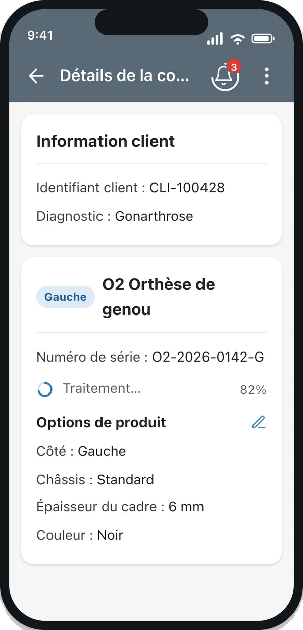 Application Cleo — détail d'une commande